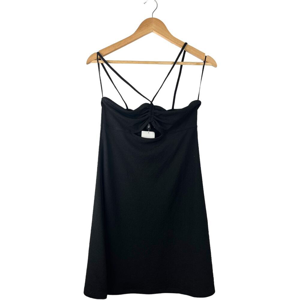 H&M Divided Black Strappy Crossover Front Cut Out Mini Dress Size Medium